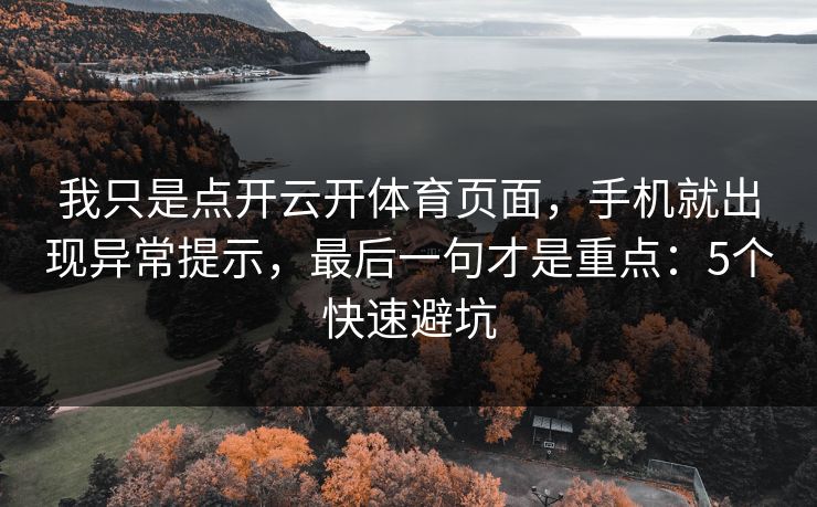我只是点开云开体育页面，手机就出现异常提示，最后一句才是重点：5个快速避坑