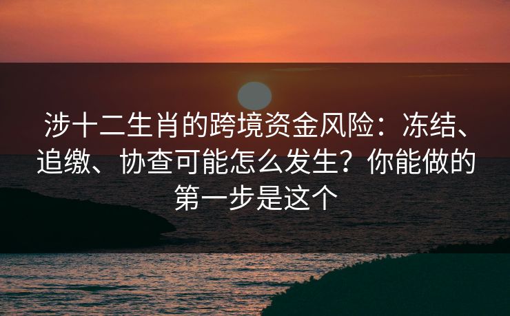 涉十二生肖的跨境资金风险：冻结、追缴、协查可能怎么发生？你能做的第一步是这个