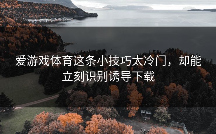 爱游戏体育这条小技巧太冷门，却能立刻识别诱导下载